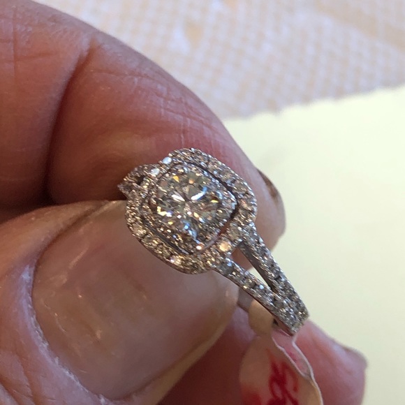 Natural pink sapphire & 14 white gold diamond rng - Picture 13 of 16